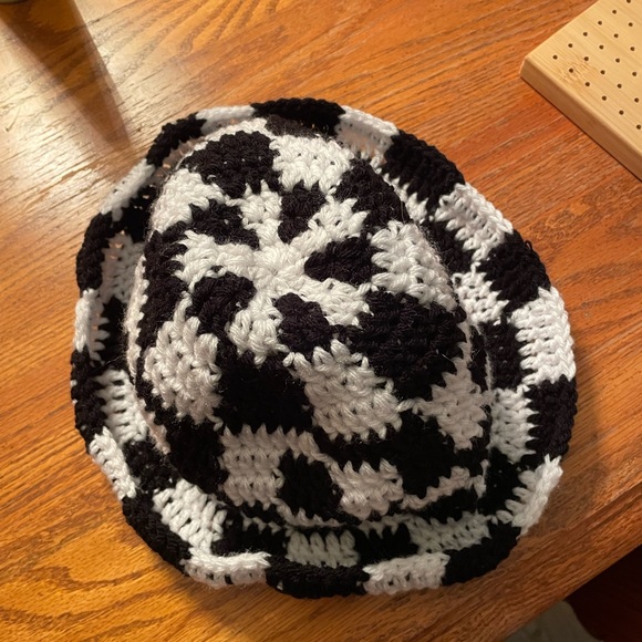 Hand crocheted checker square hat - Picture 2 of 2